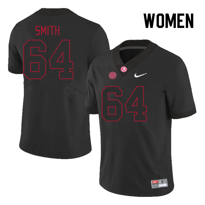 Women #64 Mac Smith Alabama Crimson Tide College Footabll Jerseys Stitched Sale-Black